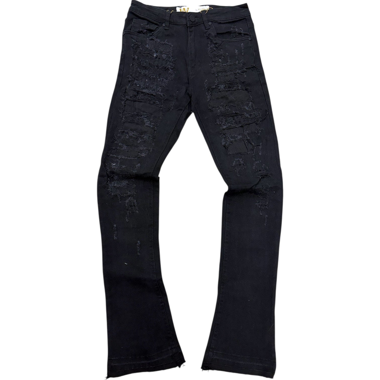W - Stacked Distress Denim - Jet BLK - M8204D