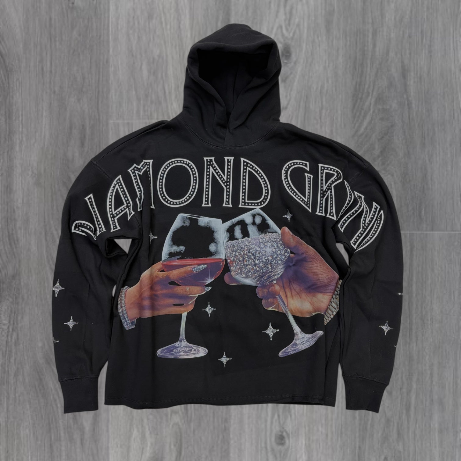 Roku -  DIAMOND GRIND
 Cut off Hoodie - Black - 1833