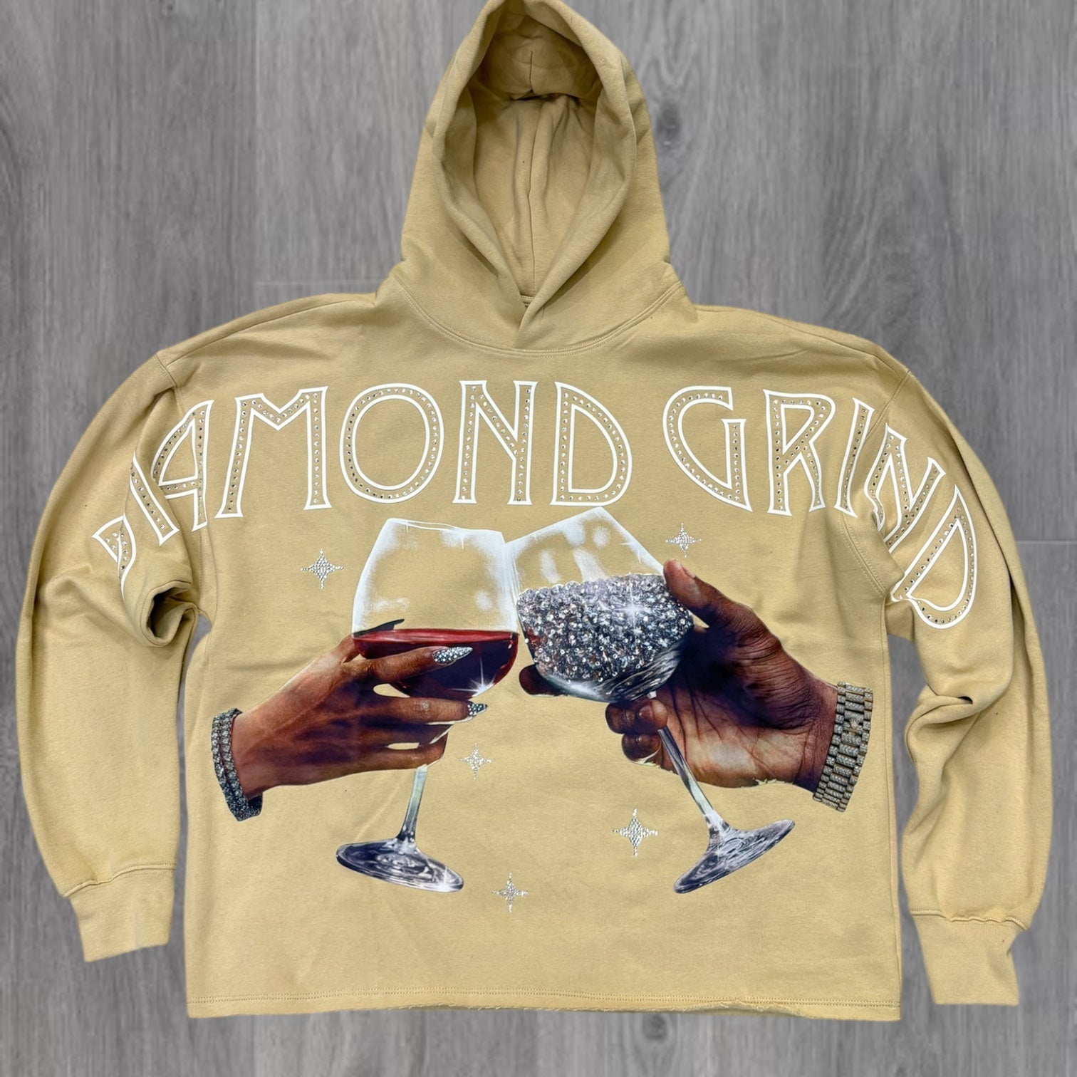 Roku -  DIAMOND GRIND
cut off Hoodie - Beige- 1833