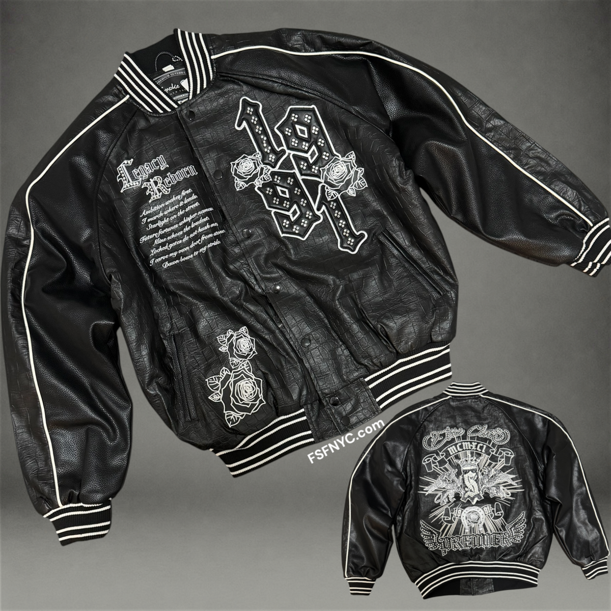 Rise - Crocodile Elite Varsity Jacket - C. Black F599