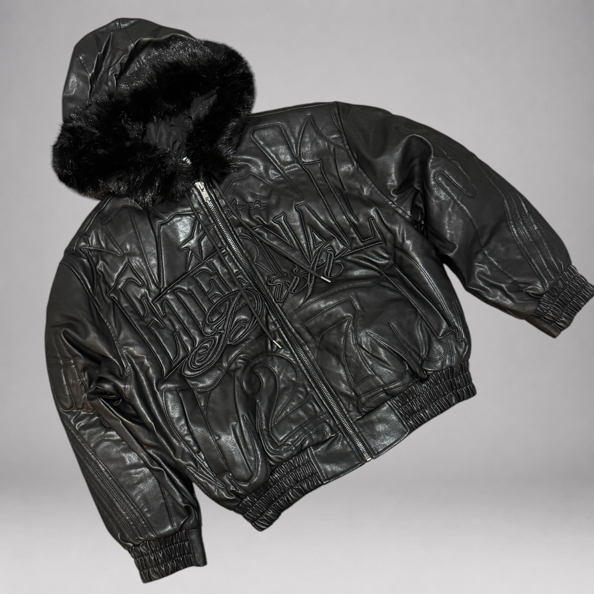Rise - Bomber Leather Jacket - Black - P594
