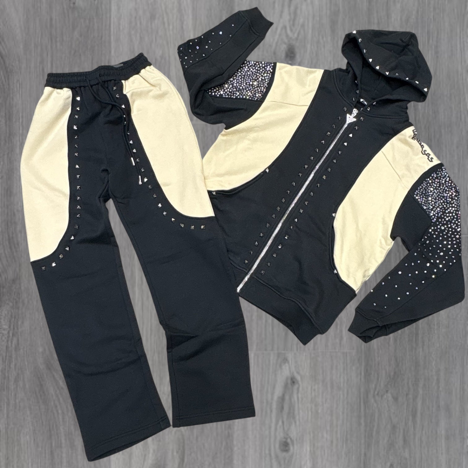 Valabasas - Rhinestone chief Sweat Suit  - Black  - 1006 1016