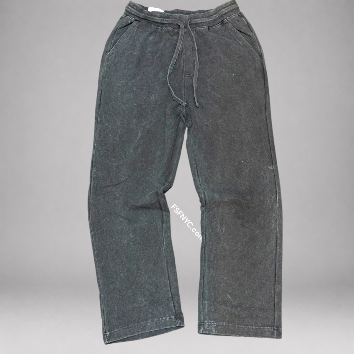 R - Acid Wash Sweat Pants - Grey - 420