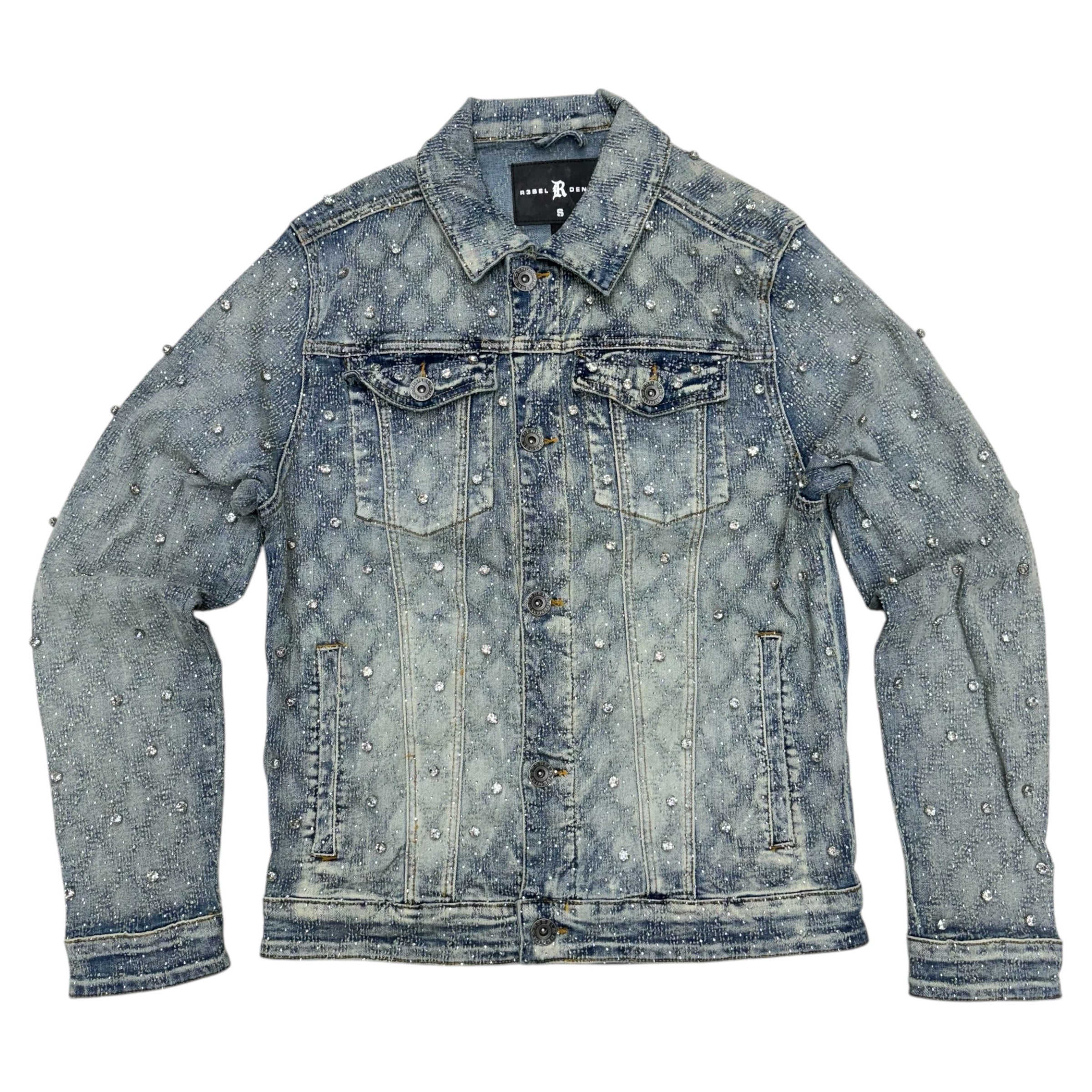 R Crystal Denim Jacket MD Blue 530 630