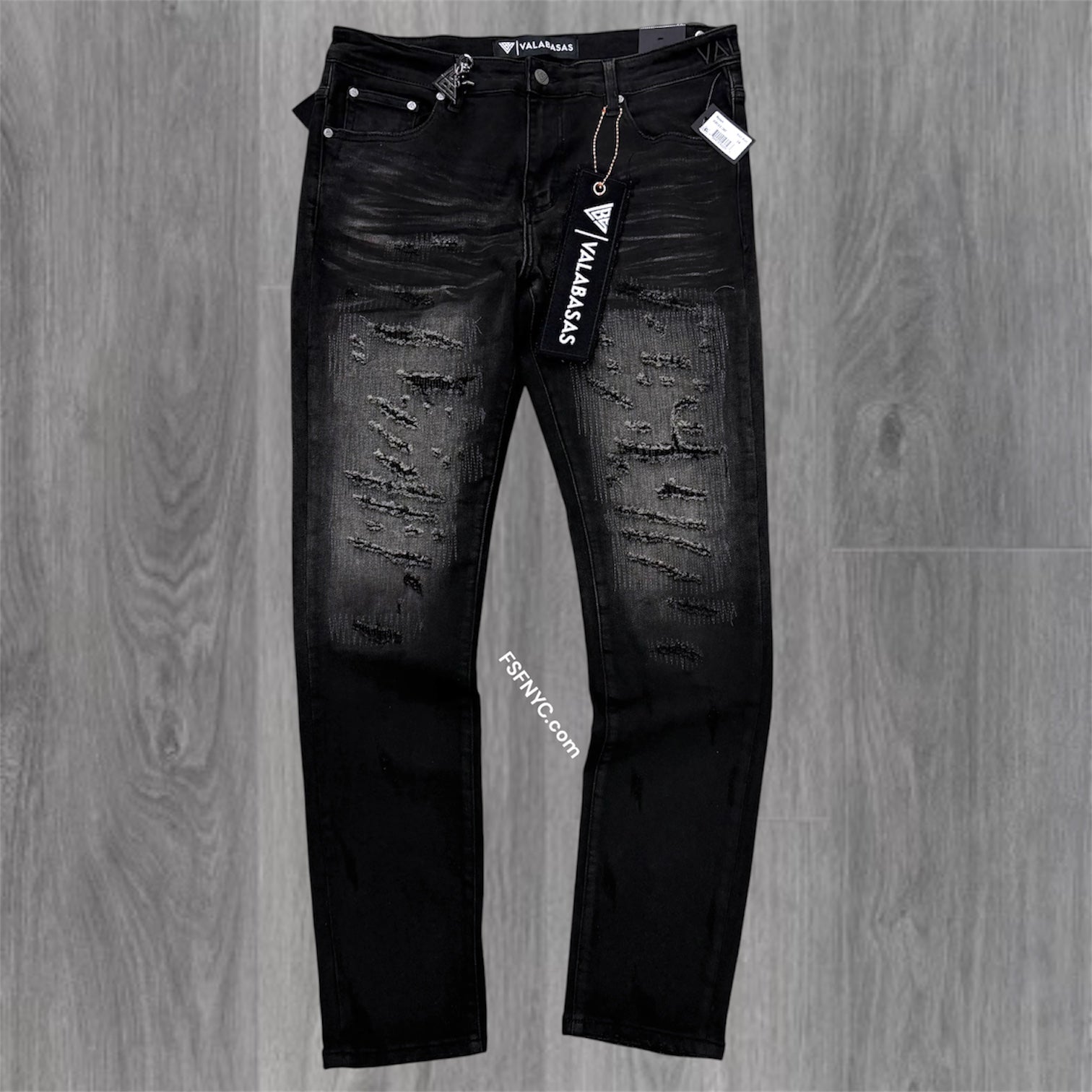 Valabasas - Slim Fit Repair Denim - Wash Black - 1047