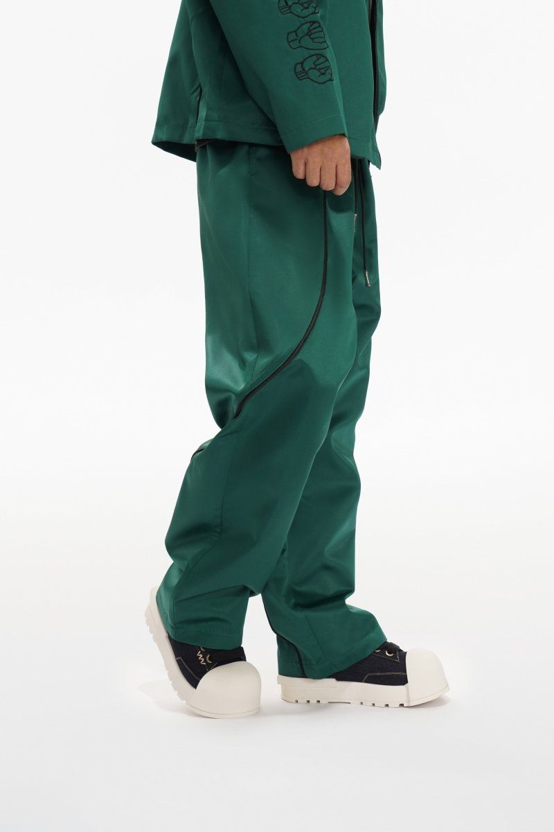 Valabasas - Flare Satin Track pants - Green - Oversized