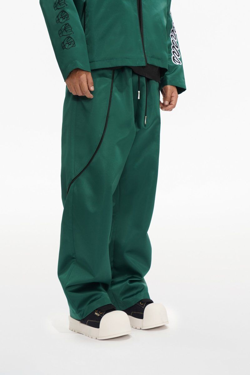 Valabasas - Flare Satin Track pants - Green - Oversized