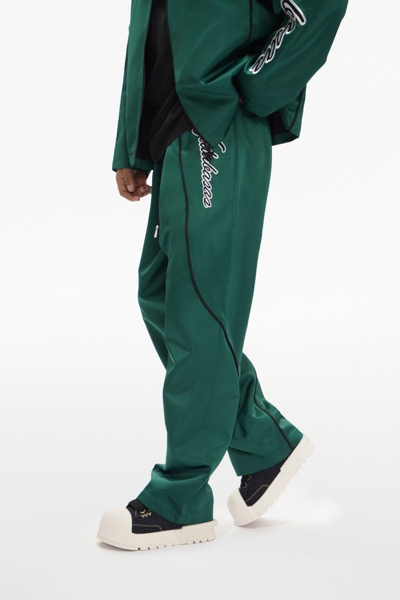 Valabasas - Flare Satin Track pants - Green - Oversized