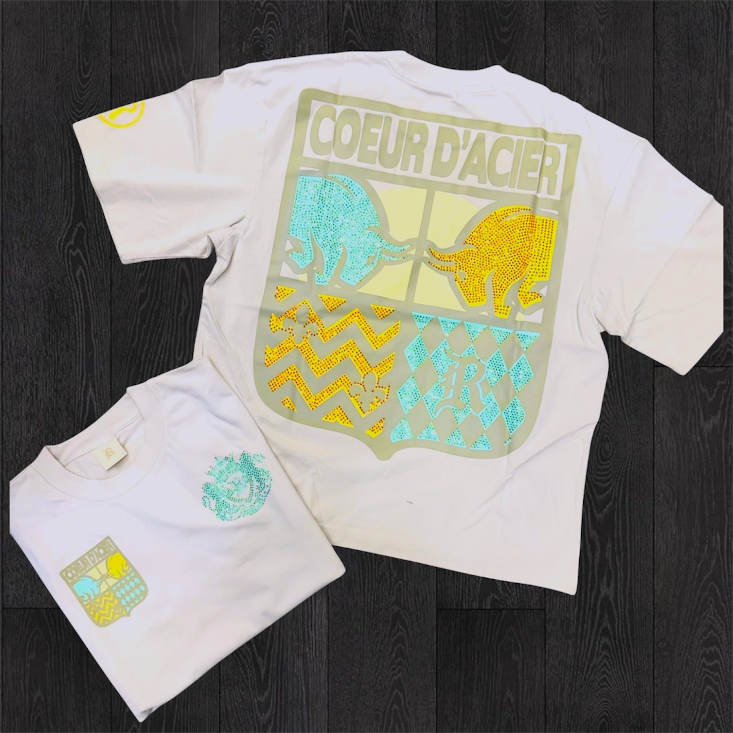 R - Steel Rhinestone T-shirt - eggshell - 116