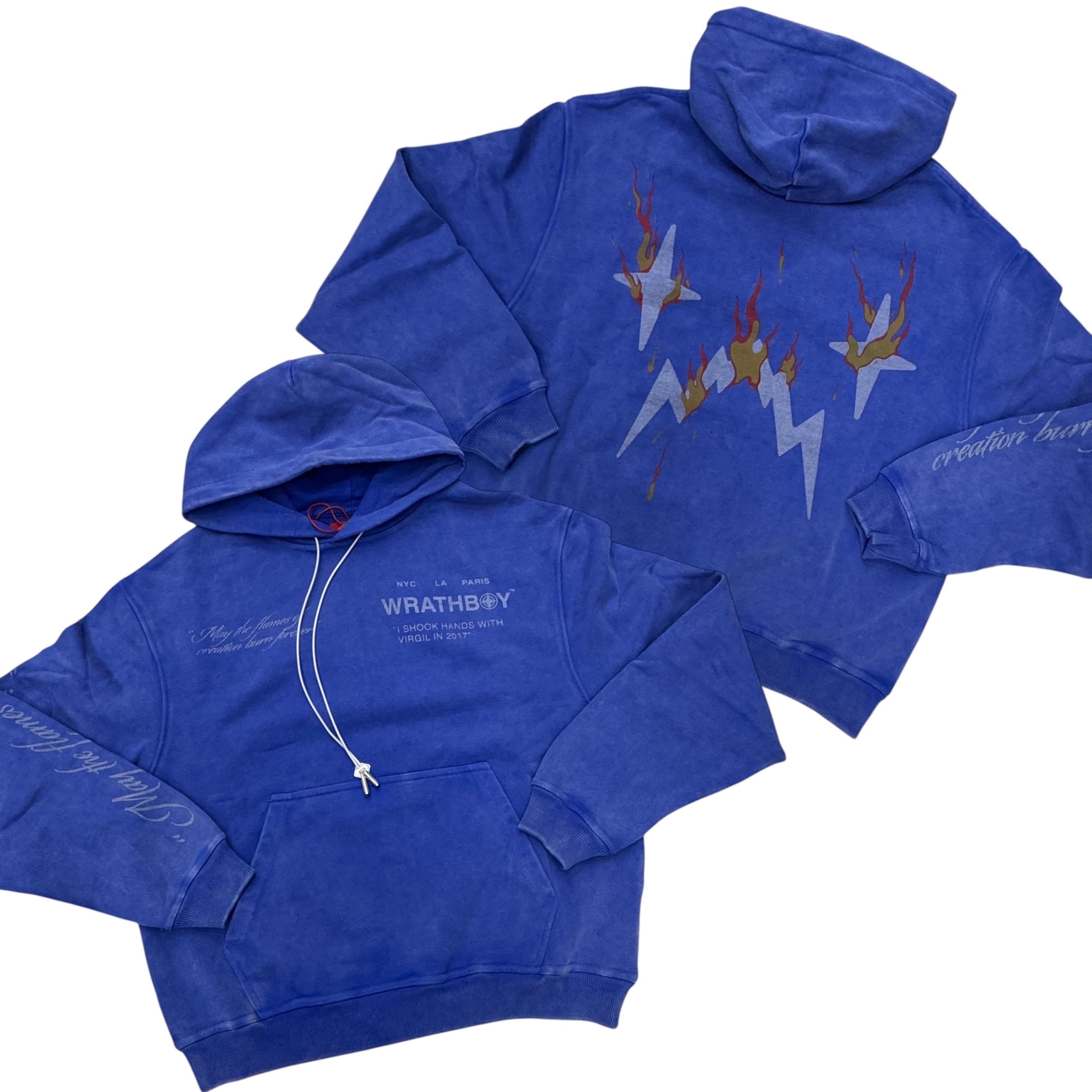 WrathBoy Flames Cropped Hoodie Blue 059