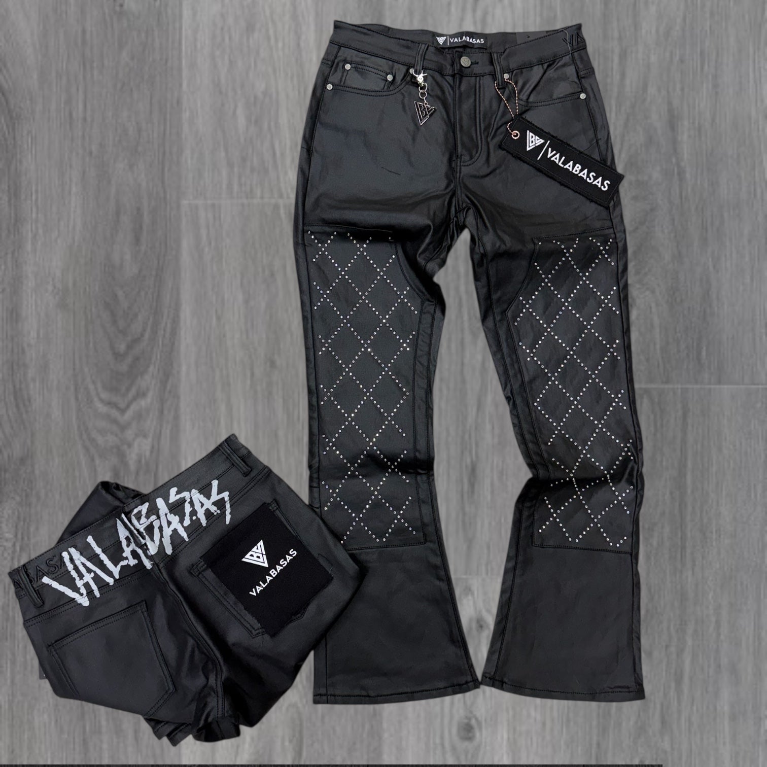 Valabasas - PUNCHURED Stacked Denim - Jet Black - 1063 zi