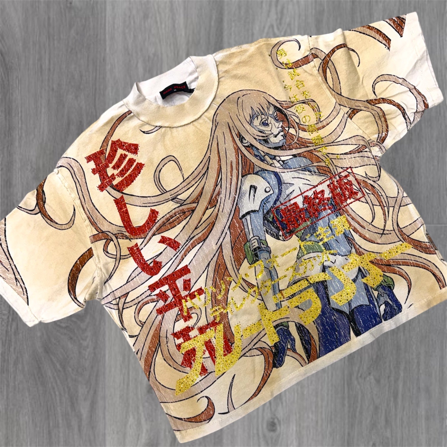 RP - Graphic Rhinestone T-shirt - Ecrue - 6001