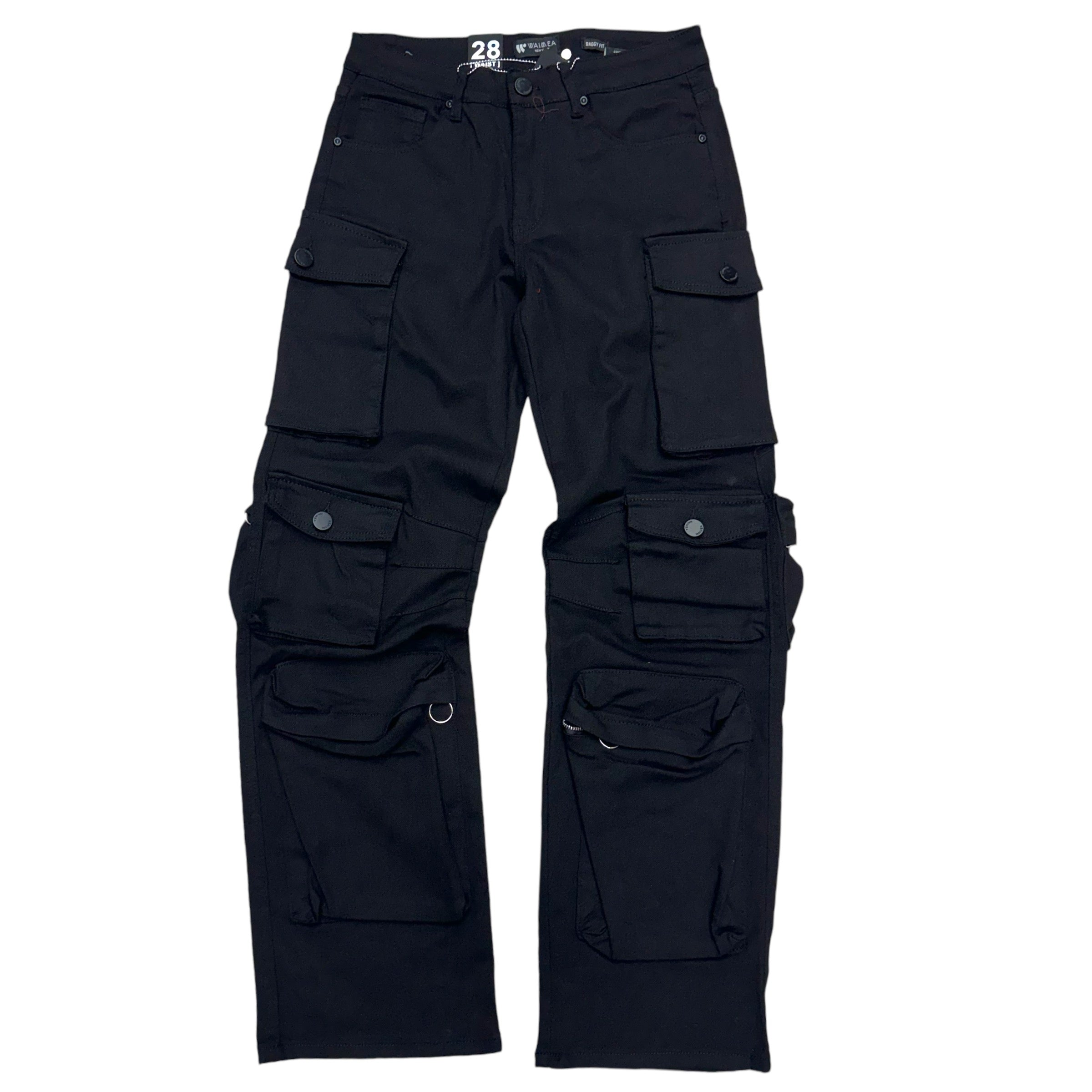 Baggy fit cargo Denim Black 8037