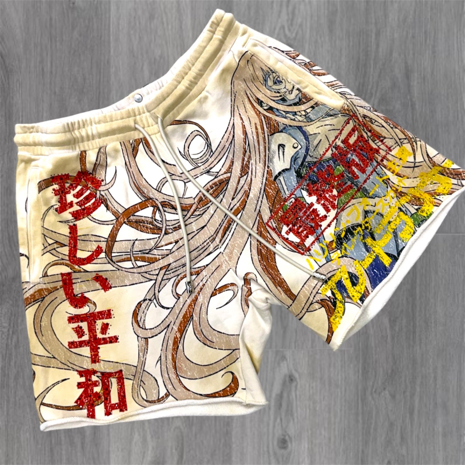 RP - Sweat Shorts Graphic Rhinestone  - Ecrue - 6001