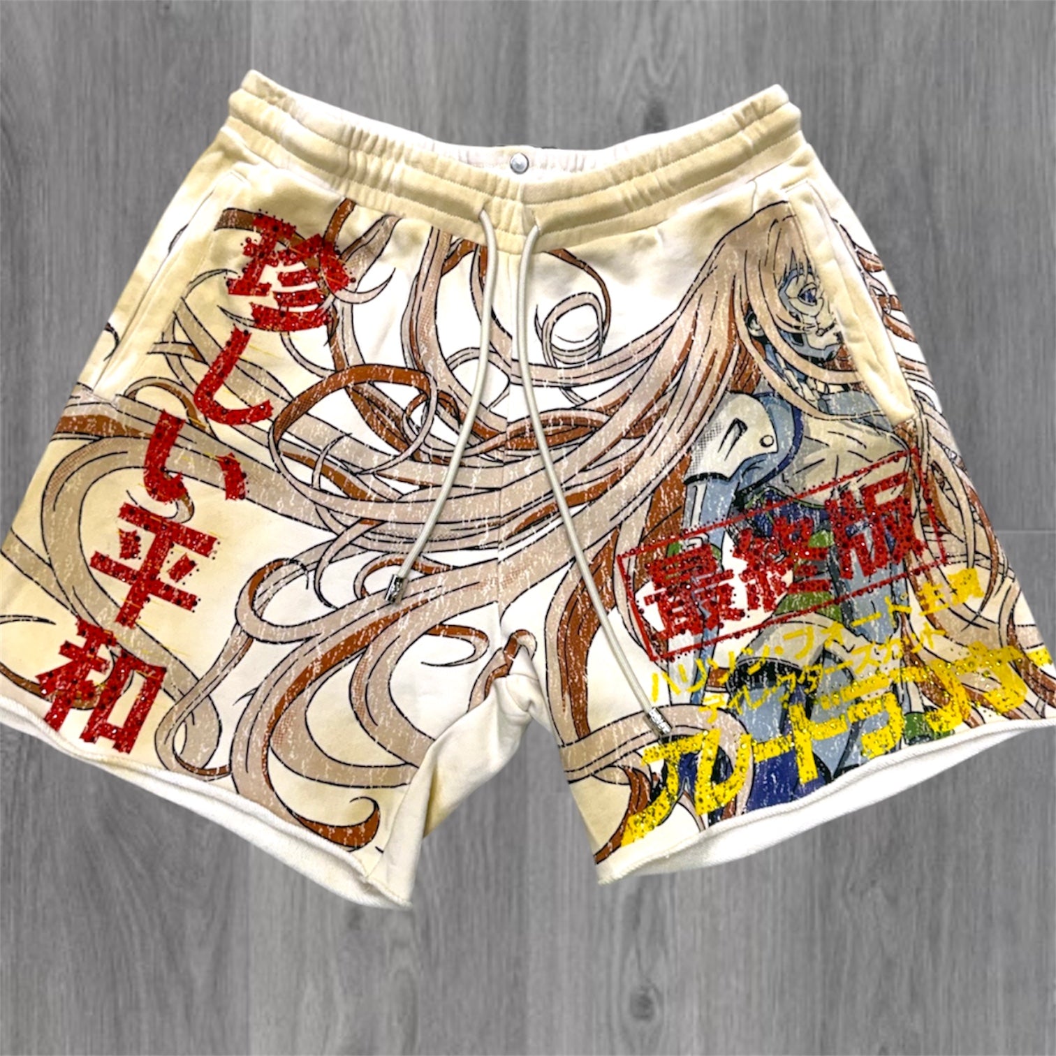 RP - Sweat Shorts Graphic Rhinestone  - Ecrue - 6001