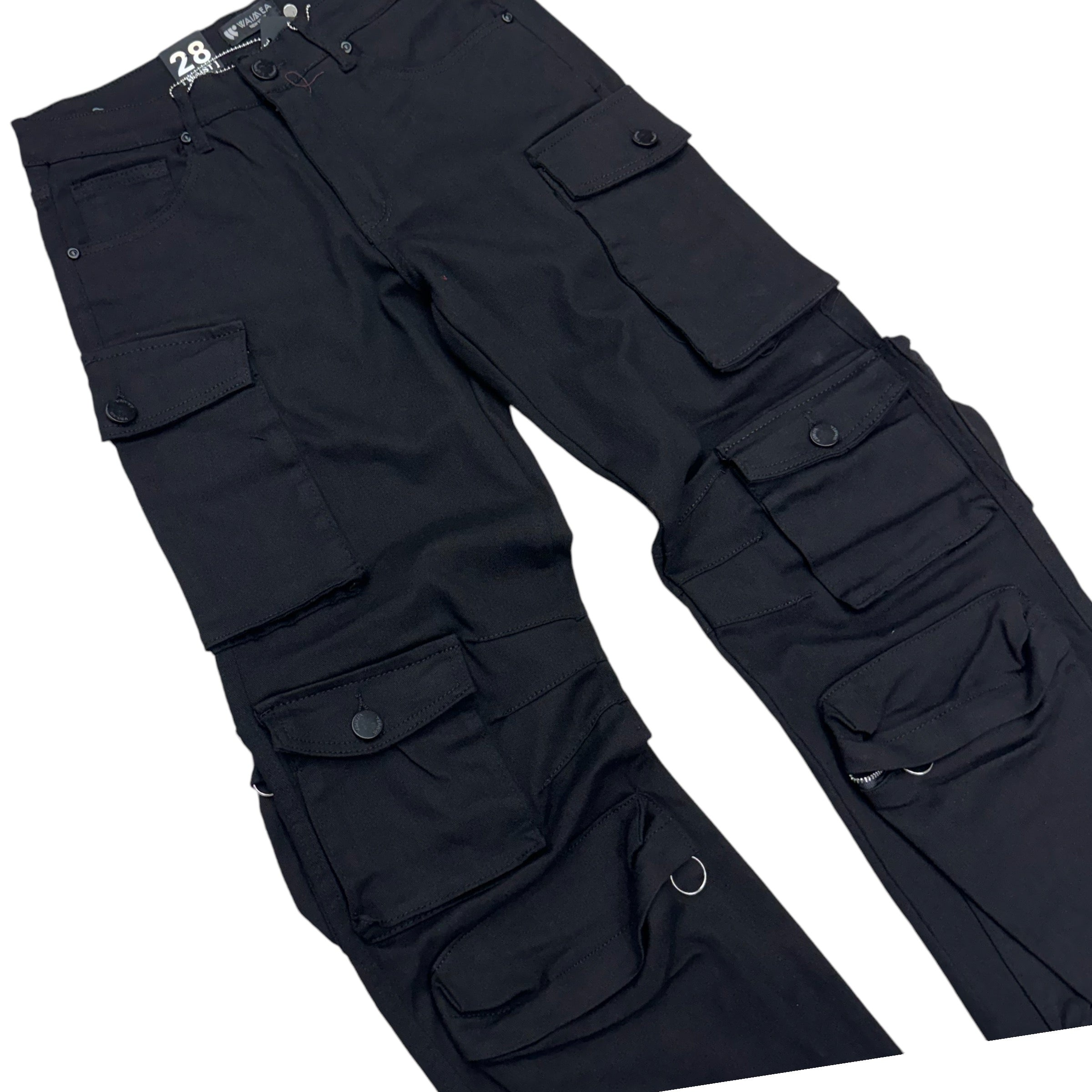 Baggy fit cargo Denim Black 8037