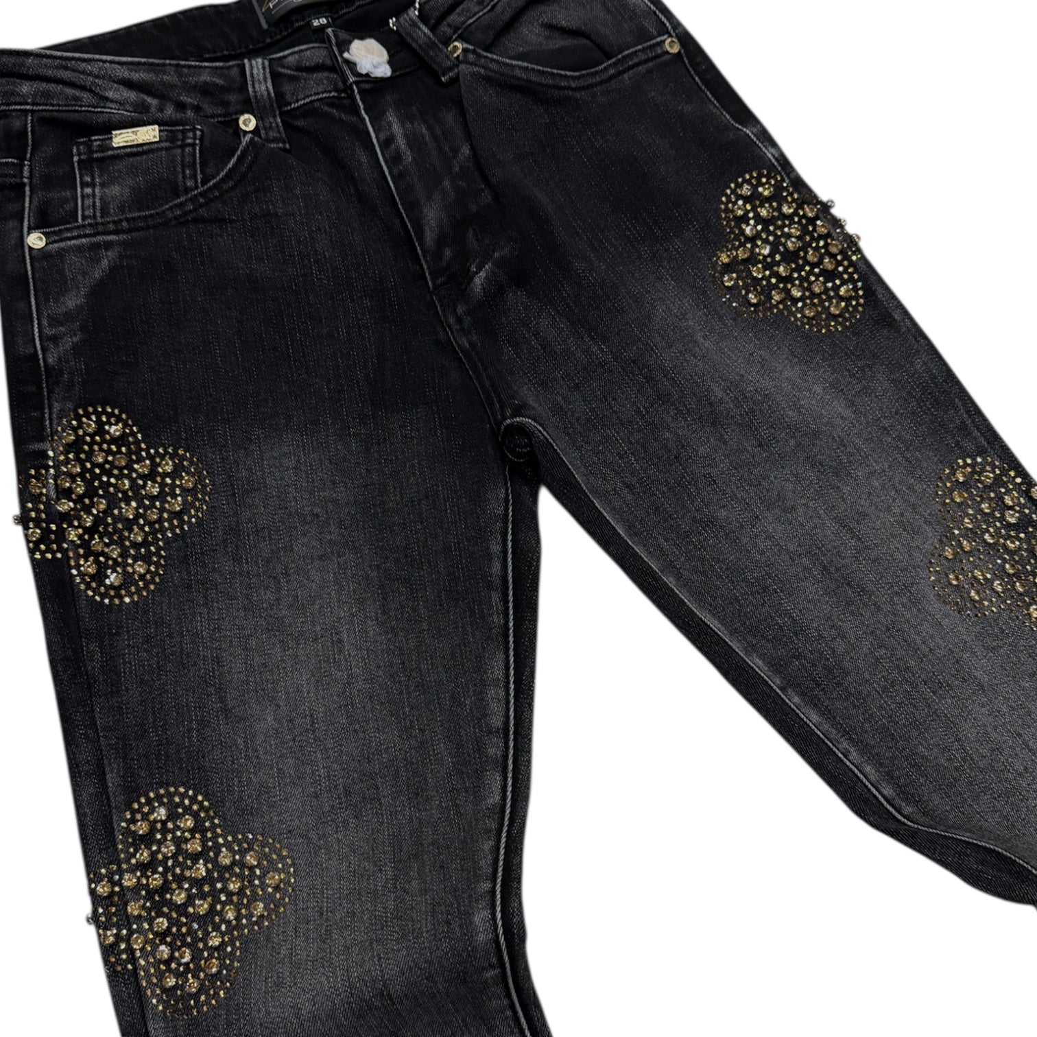 Milano - Stacked Copper Rhinestone Denim - BLKWSH- 25100