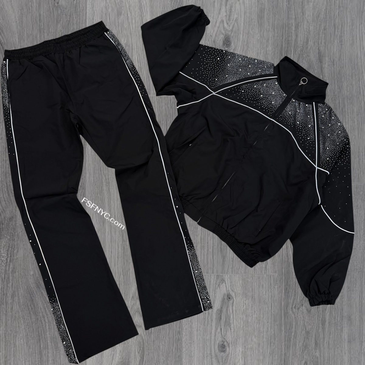Baruda - OG Rhinestone windbreaker Set - Black 838