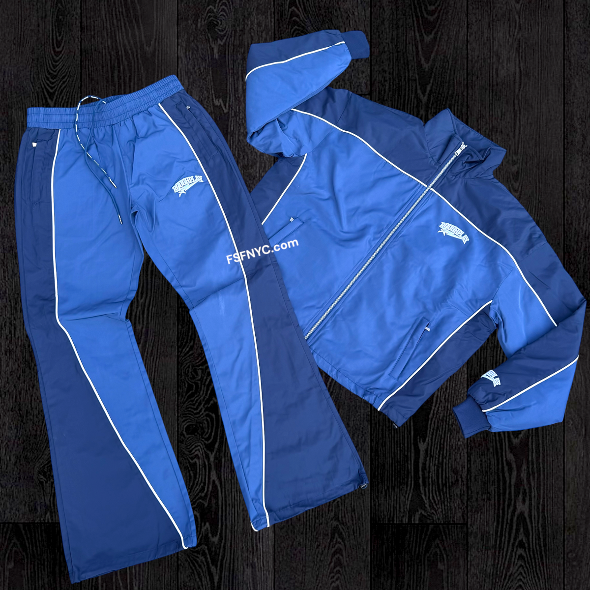 Rough Play - Split Water Resistance windbreaker Set - Blue