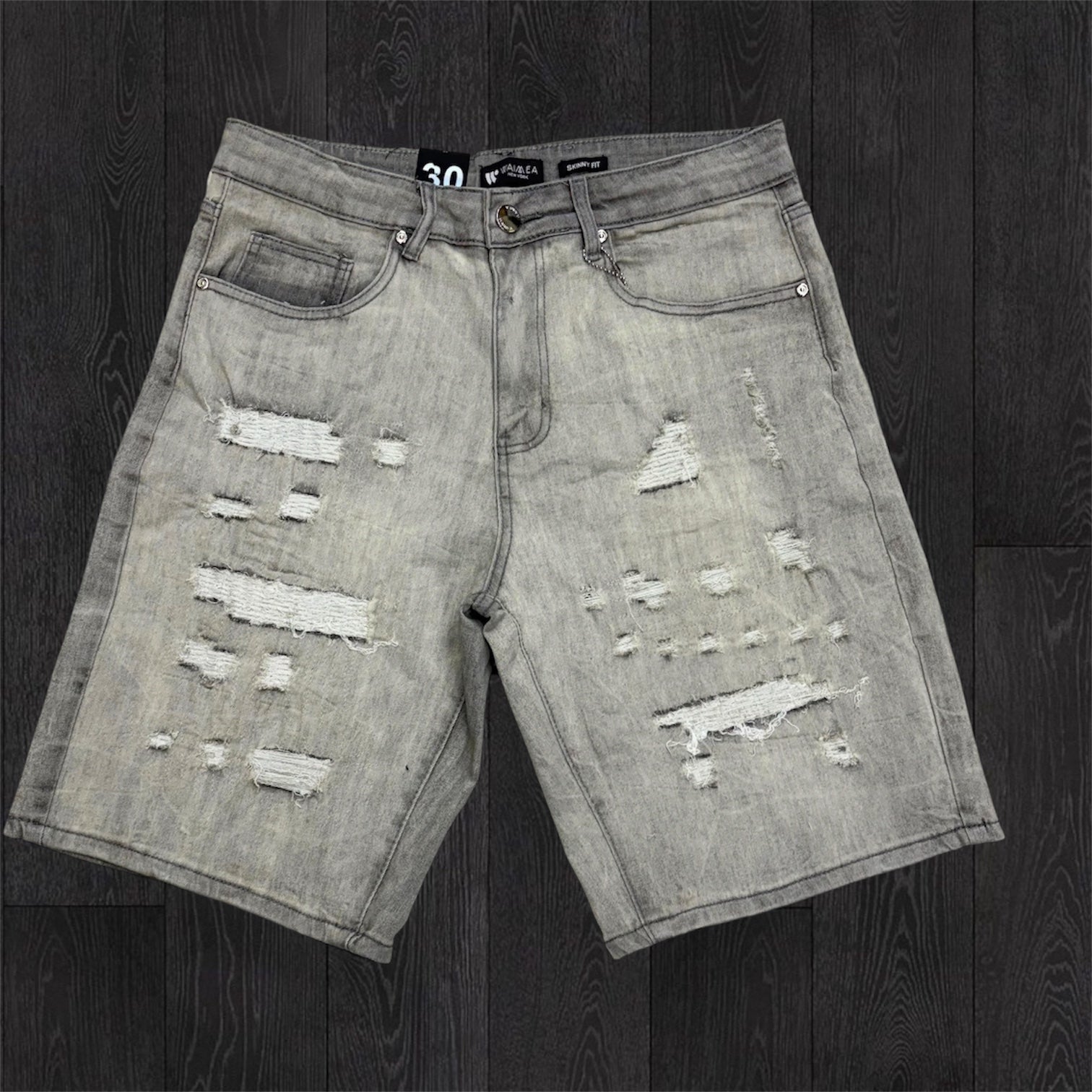 W - Distress Denim Shorts - Ant.Grey Wash - M7593D