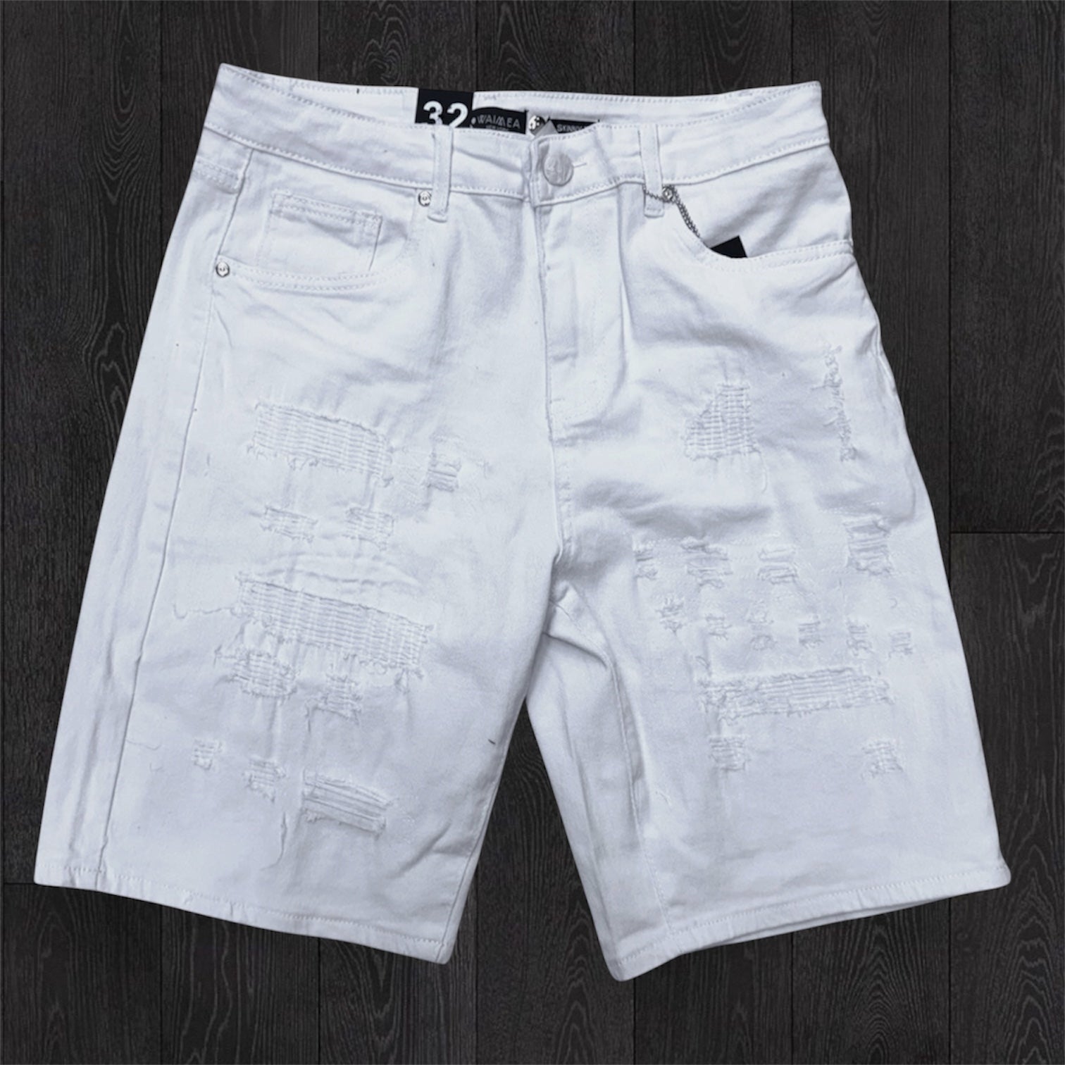 W - Distress Denim Shorts - White - M7593D