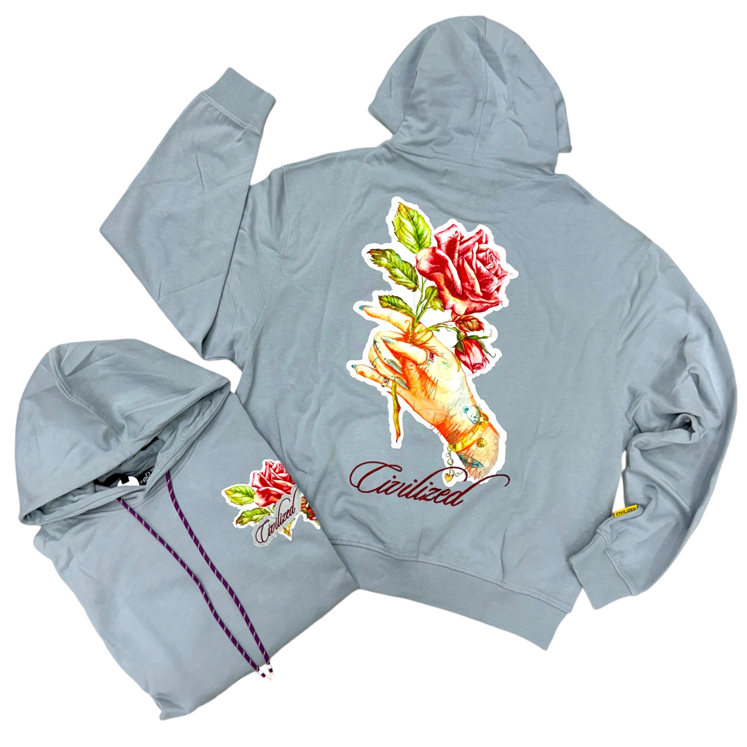 Civil Hand Rose Hoodie Ash Blue 5457