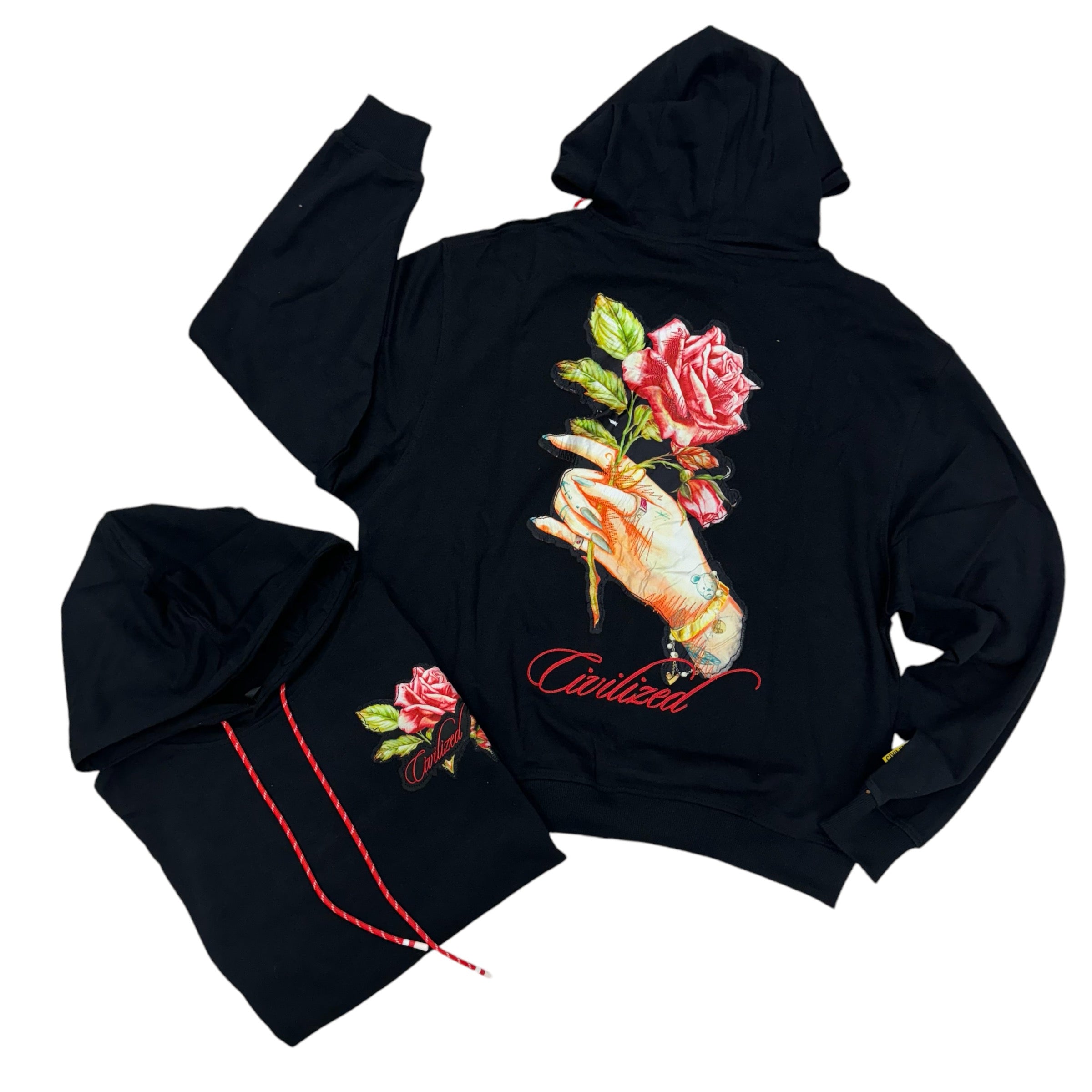 Civil Hand Rose Hoodie Black 5457