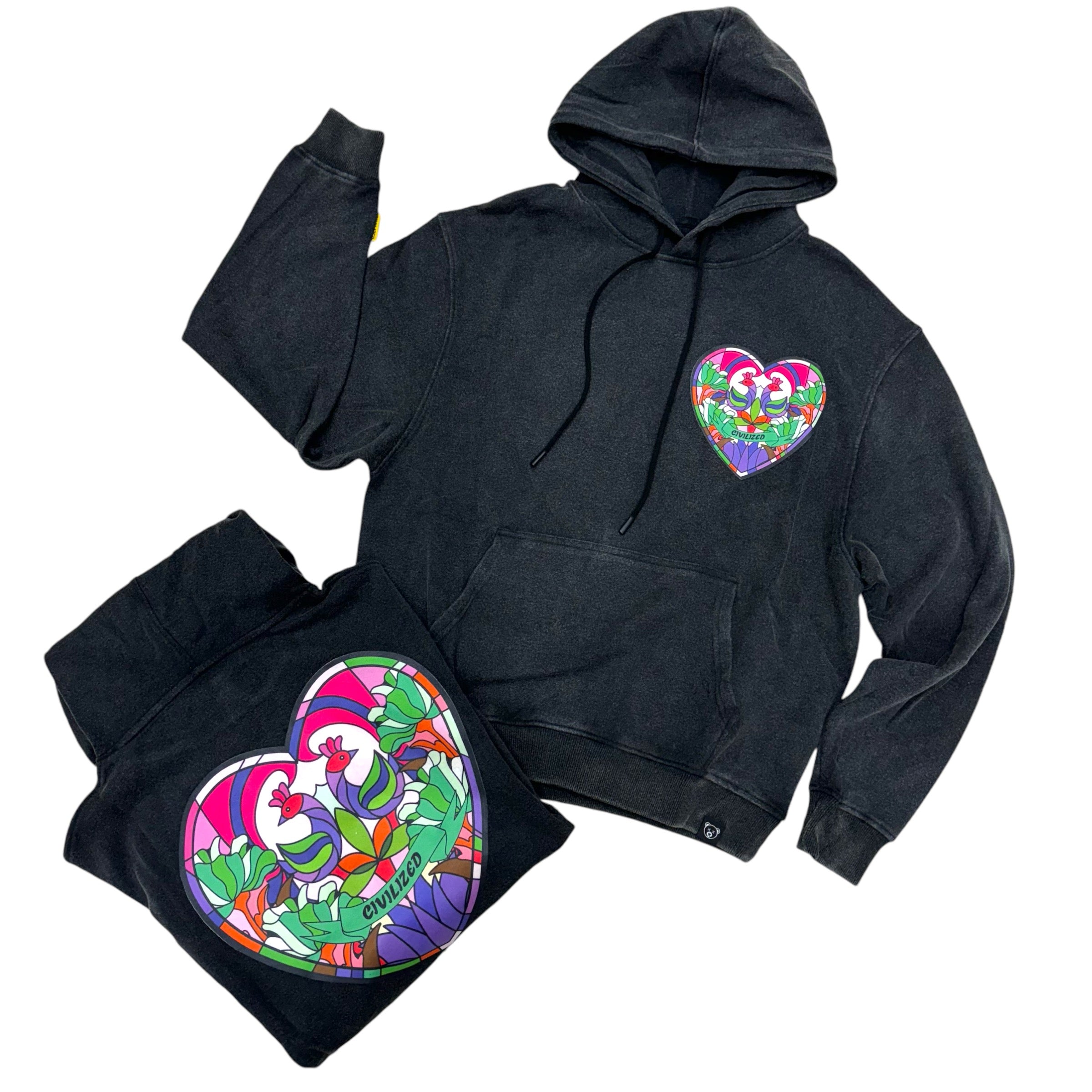 Civil Heart Hoodie washed Black 5698