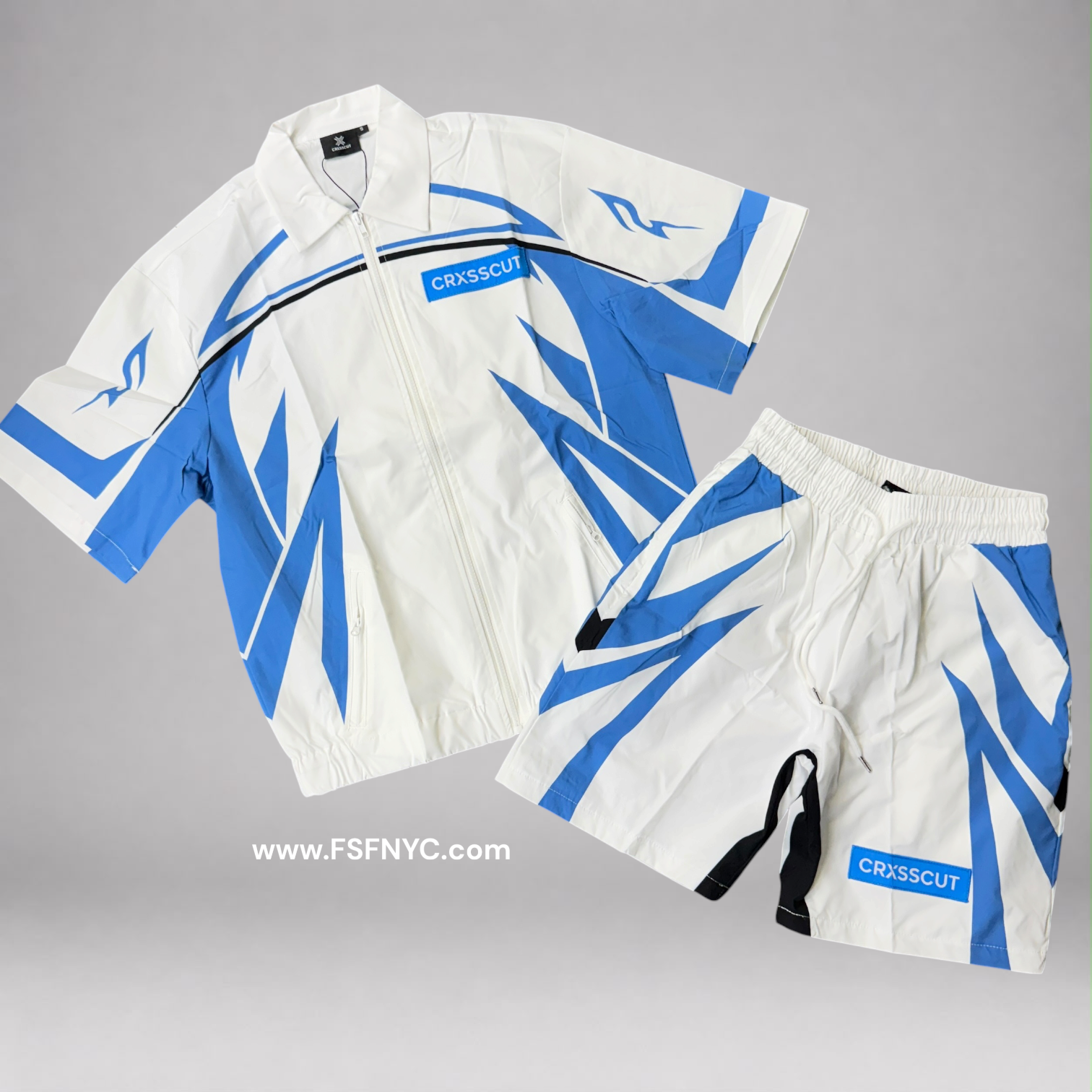 Crxss - Nylon Short Set - White Blue