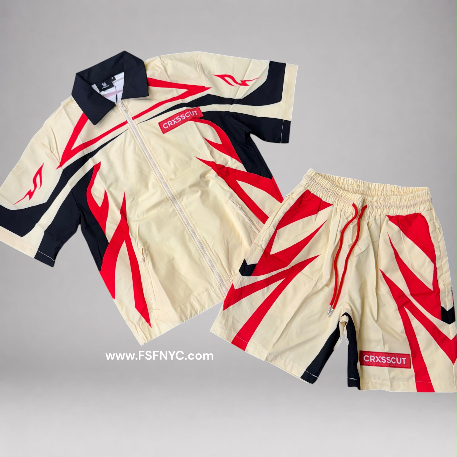 Crxss - Nylon Short Set - Khaki Red