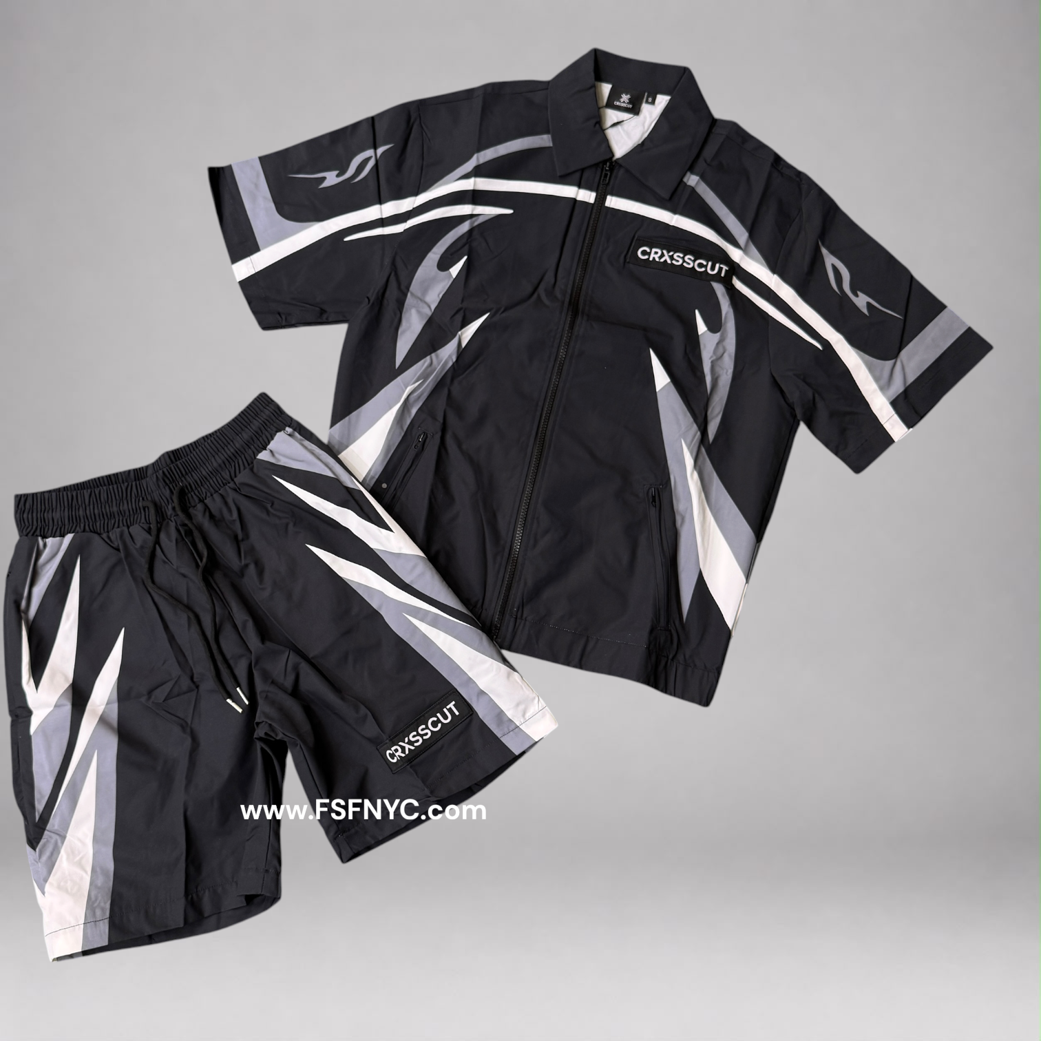 Crxss - Nylon Short Set - Black White