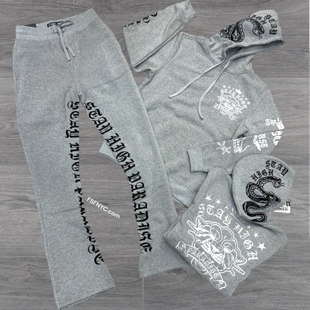 Rebel Stacked High SweatSuit Grey 391 491