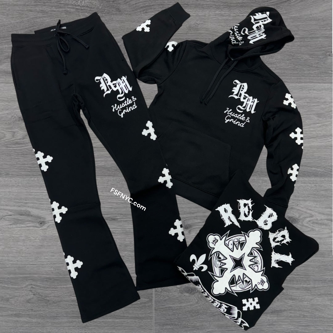 Rebel Stacked Cross SweatSuit Black 335 442