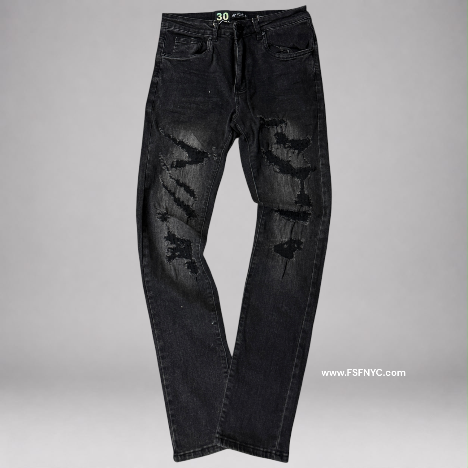 W - Mens Skinny Jeans - Black Wash - M8876