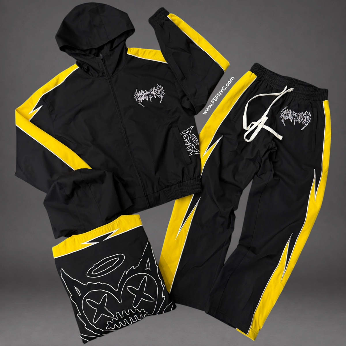 Shattered - Classic Heart Windbreaker Set - Black/Yellow