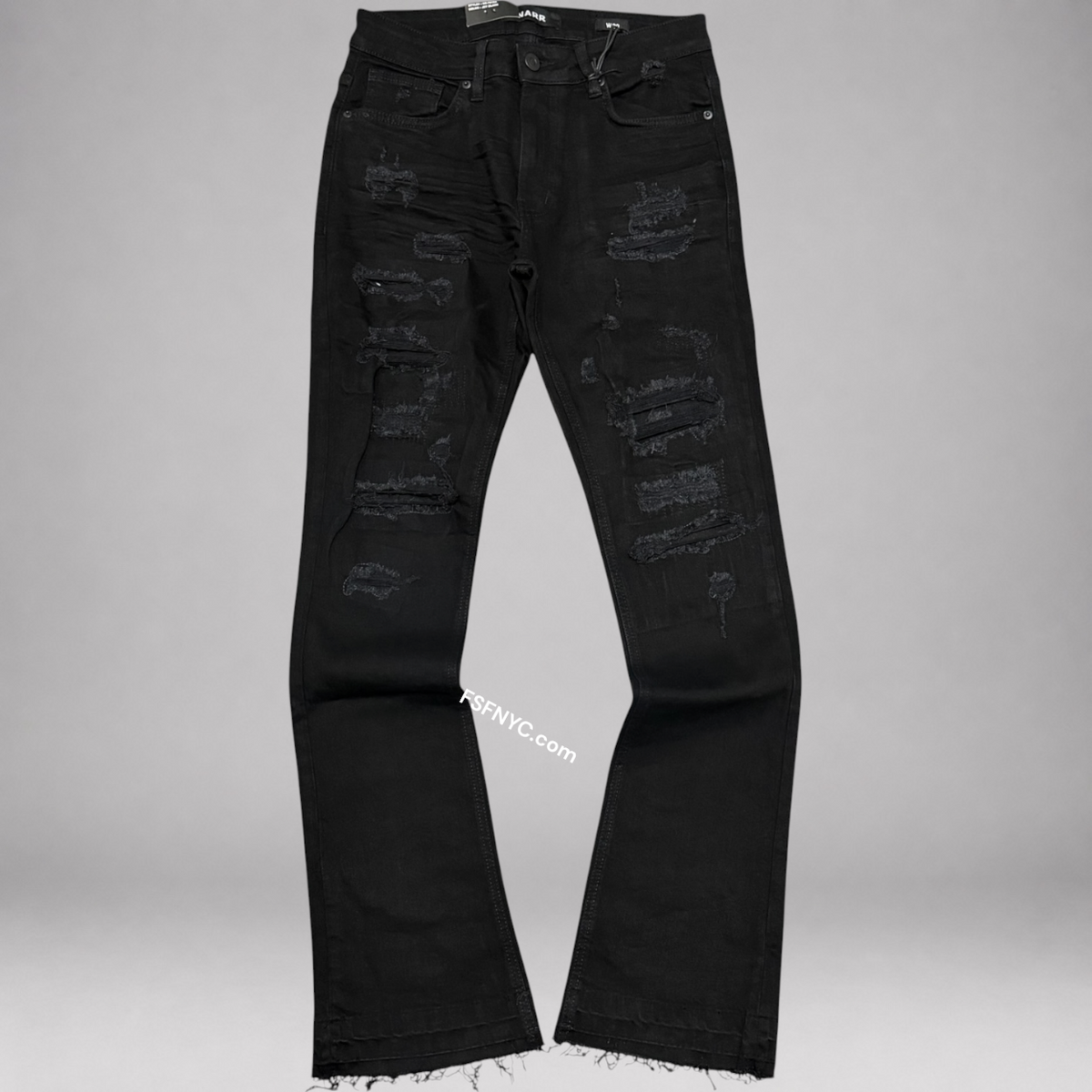 Narr - Flare Distressed Denim - Jet Black - 70154