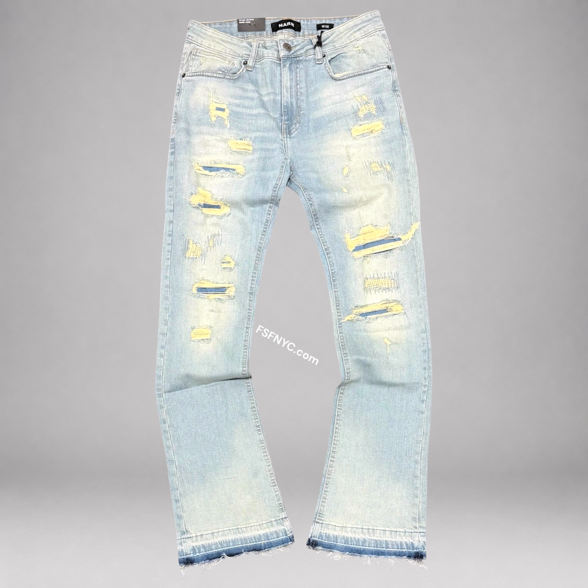 Narr - Flare Distressed Denim - Blue - 70154