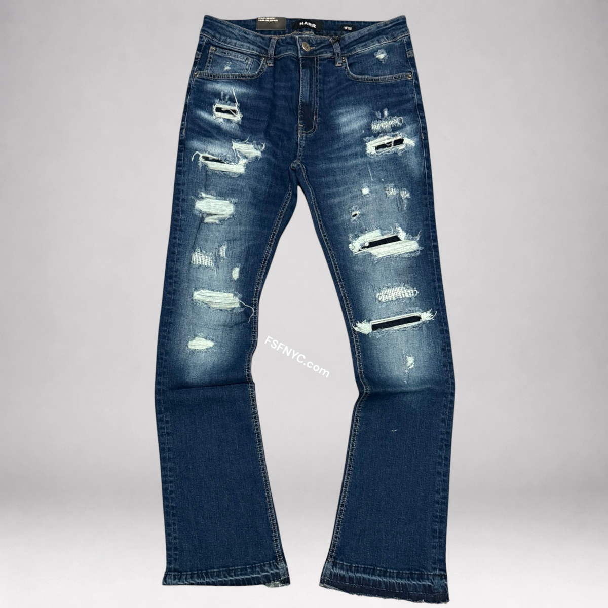 Narr - Flare Distressed Denim - Fren Blue - 70154