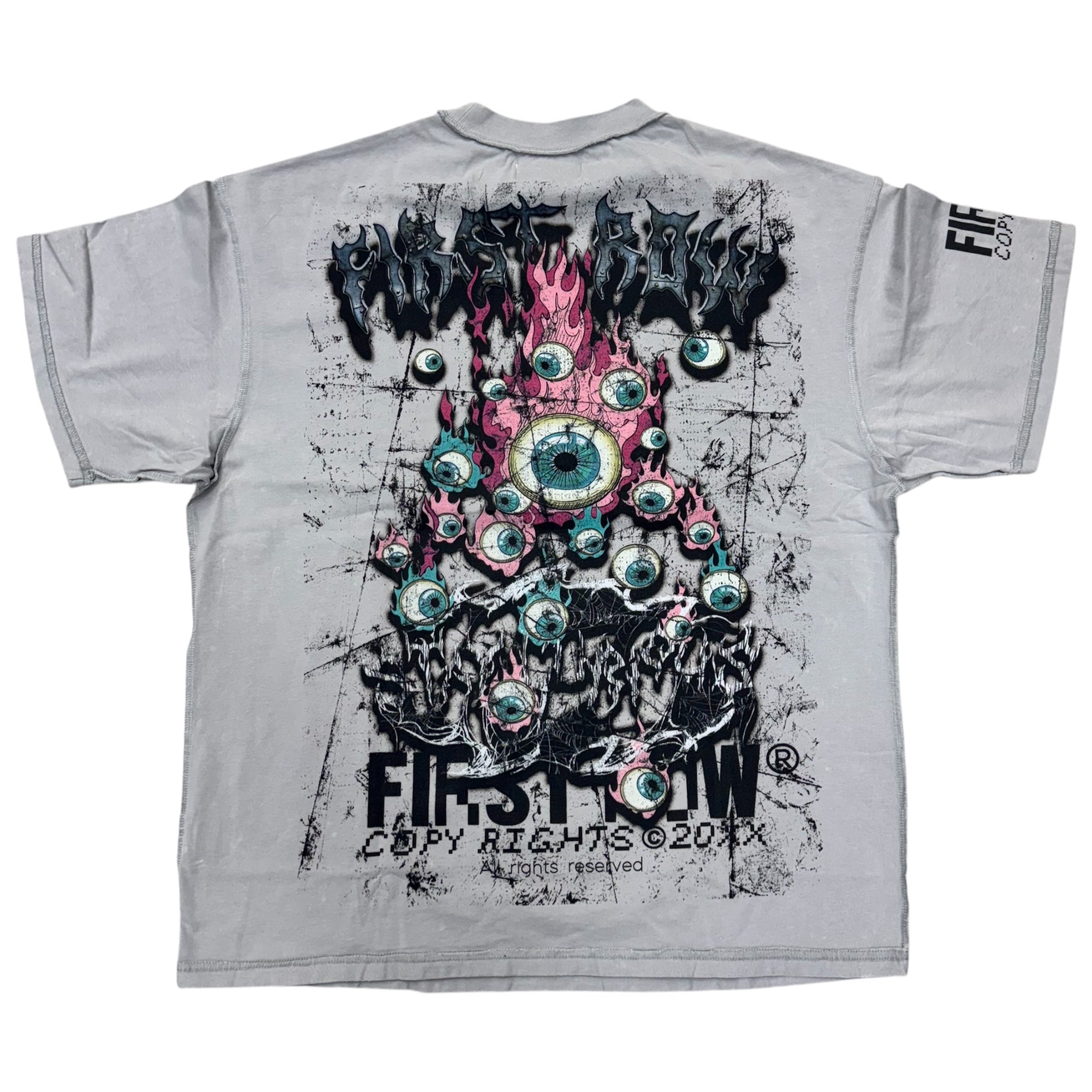 FR Rhinestone Stay Curious Eyeball Tee Grey