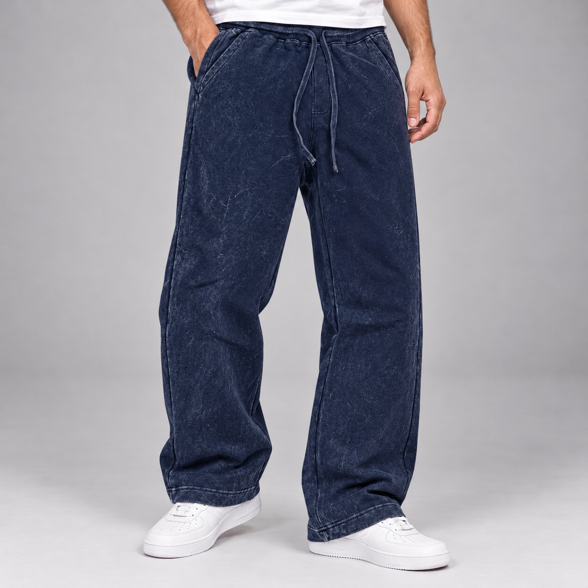 R - Acid Wash Sweat pants - Indigo - 420
