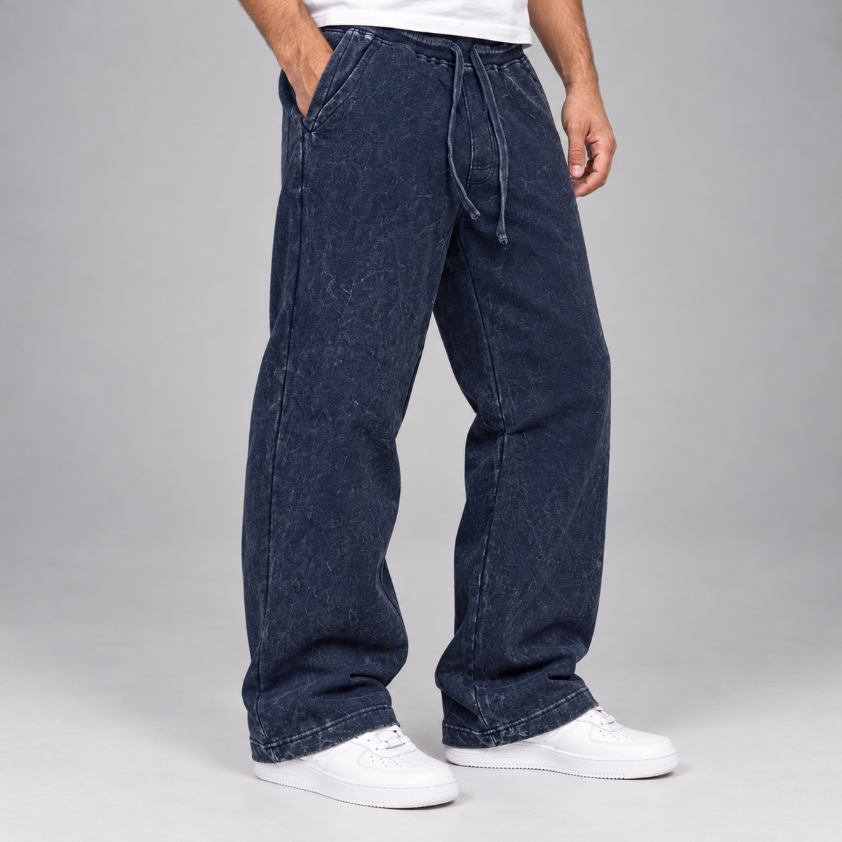 R - Acid Wash Sweat pants - Indigo - 420