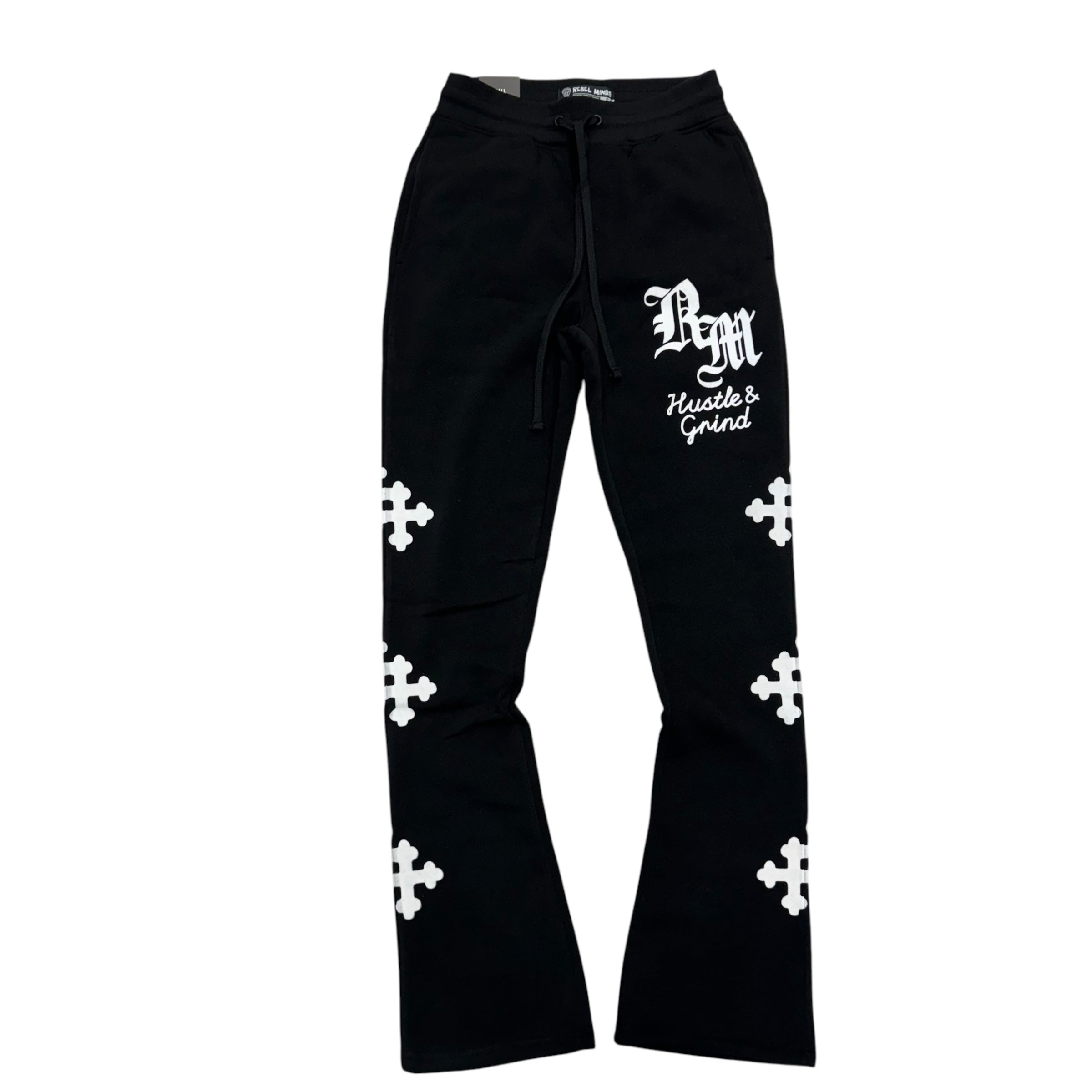 Rebel Stacked Cross Sweats Black 442