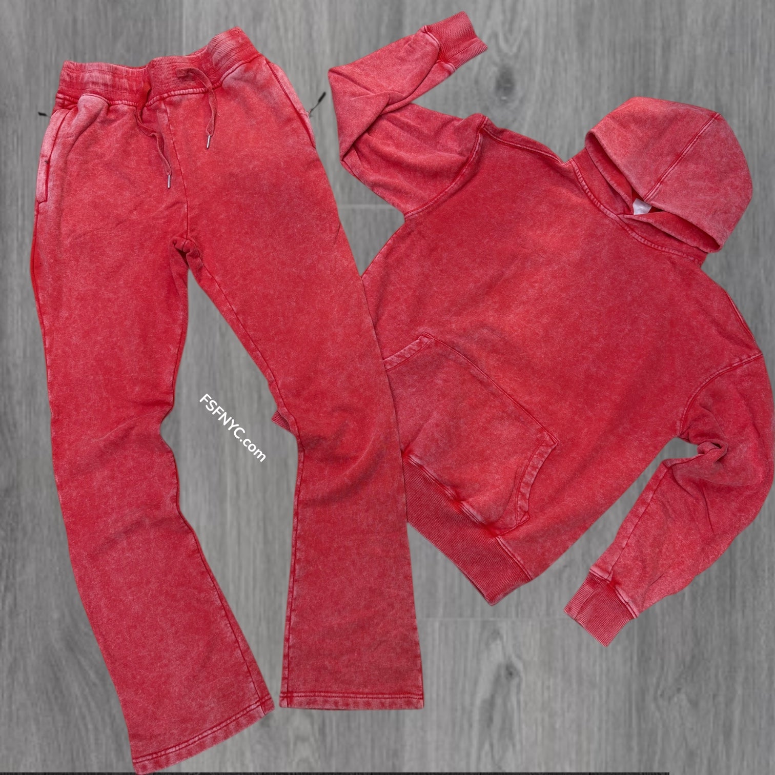 Armor - Stacked Acid wash sweatsuit- Red - Rmfs002