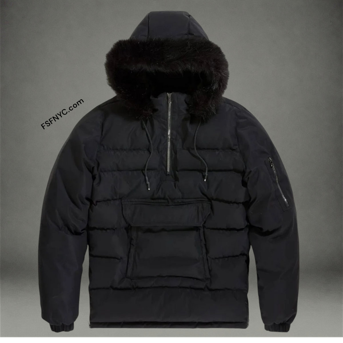 SYP - Heavy Anorak Pullover Puffer Coat - Black - 91699