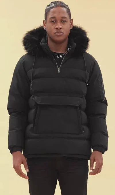 SYP - Heavy Anorak Pullover Puffer Coat - Black - 91699