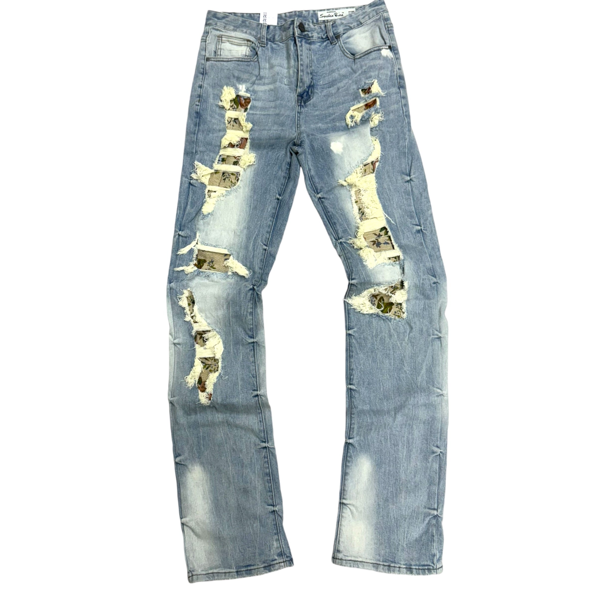 Rise Stacked Tapesrty Ripped Denim 24614