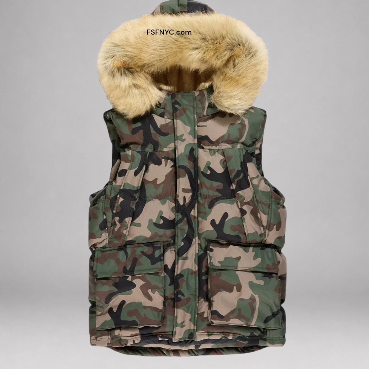 JC - heavy Puffer Fur Vest - Camo 9491