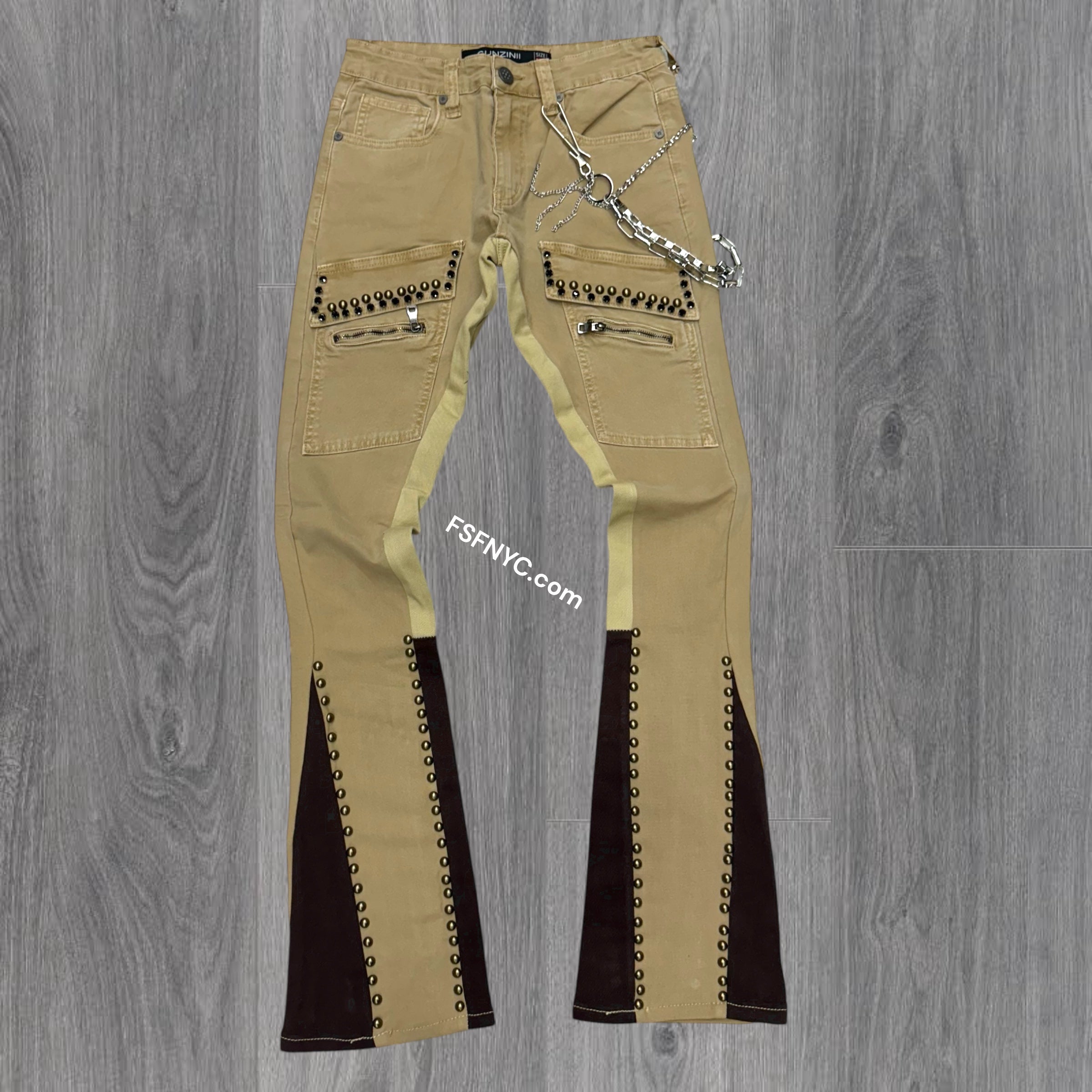 Gunzinii Stacked Cargo denim  Khaki GZ368