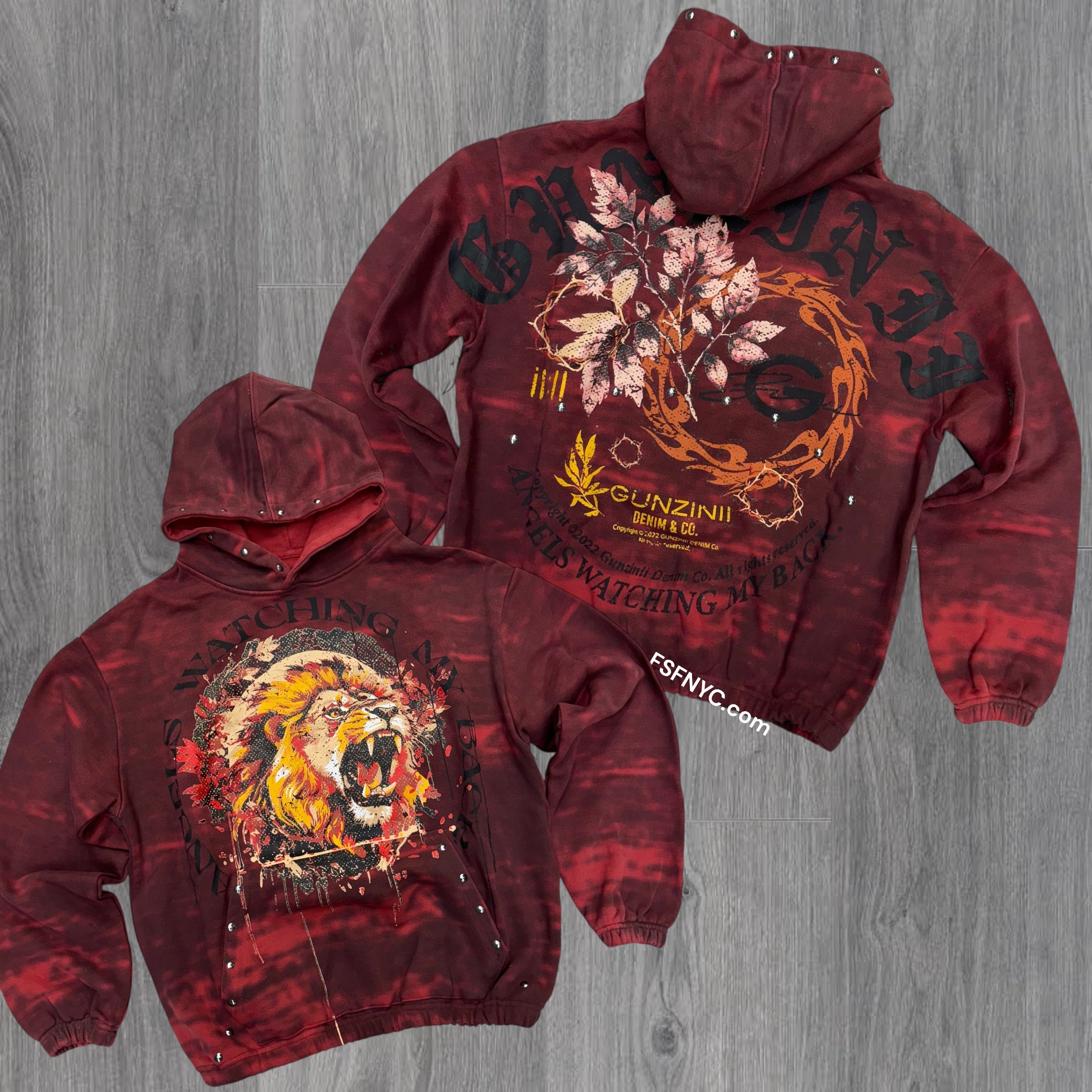 Gunzinii Lion Hoodie Dk Red GZ543