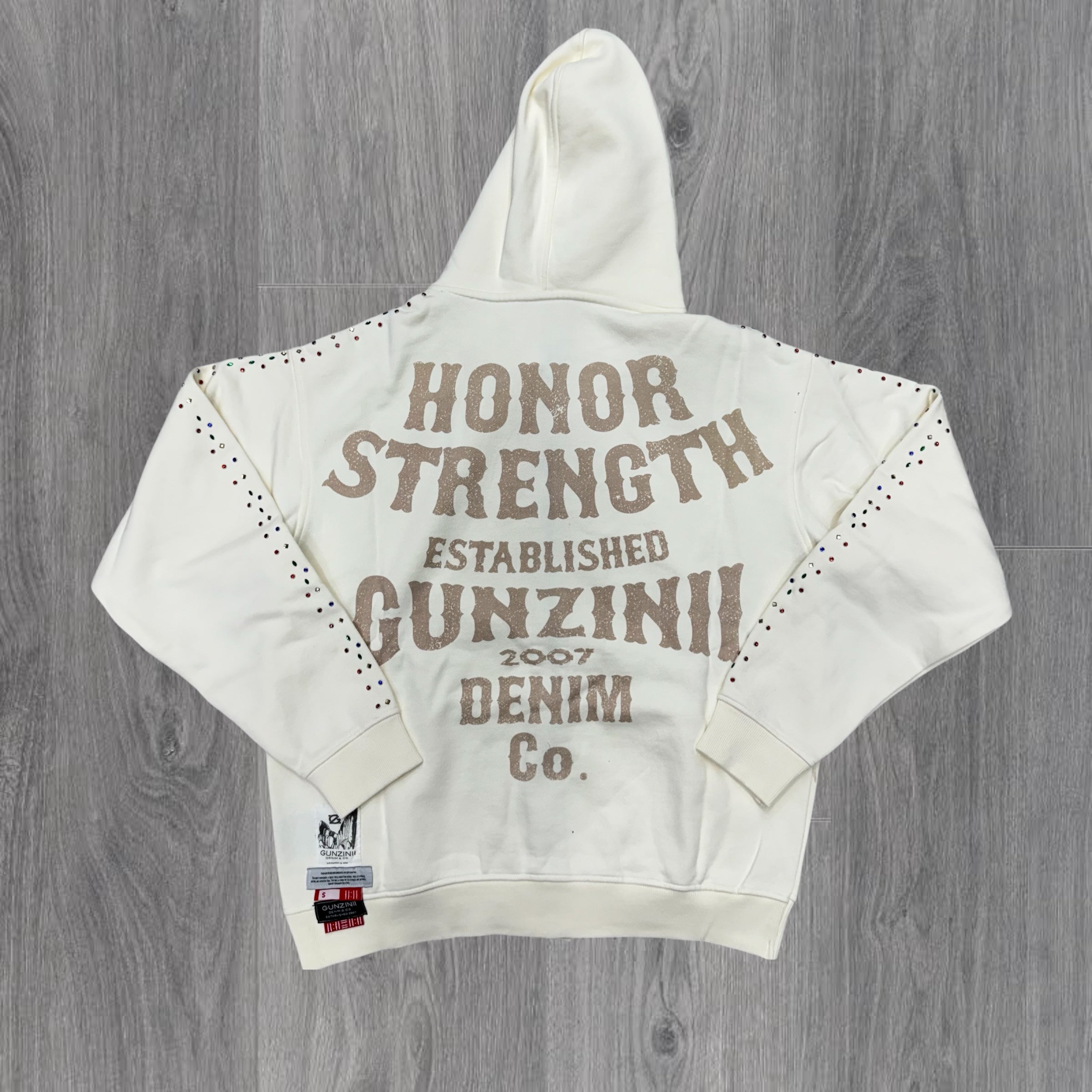 Gunzinii Rhinestone Hoodie Off White GZ556